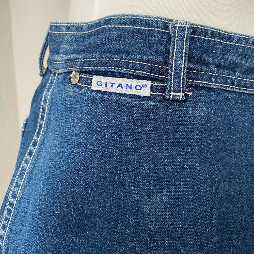 Vtg 70/80s Gitano Dark Wash Denim Jean Classic Western A-Line MIDI Skirt - Picture 4 of 11